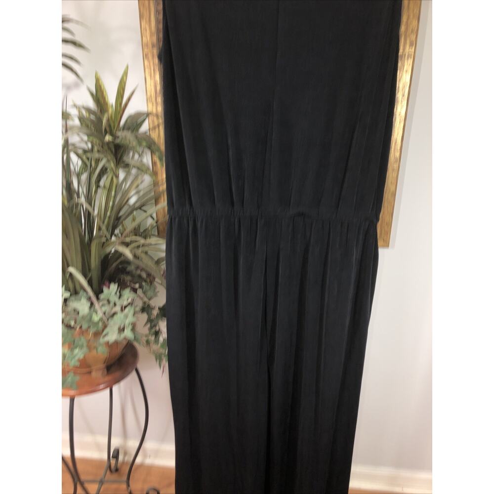 Chico’s Travelers 2P Black Sleeveless Wide Leg Jumpsuit Drape Neck‎ Rhinestone - Picture 5 of 12